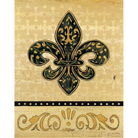 Golden Fleur De Lis White Modern Wood Framed Art Print by Moulton, Jo