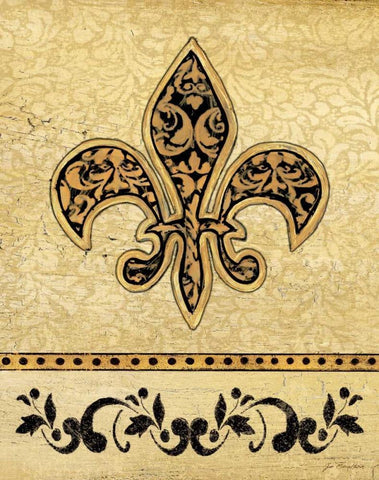 Fleur De Lis I White Modern Wood Framed Art Print with Double Matting by Moulton, Jo