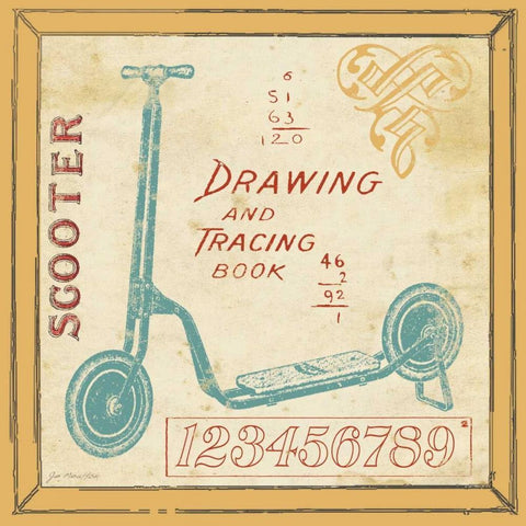 Vintage Scooter Black Ornate Wood Framed Art Print with Double Matting by Moulton, Jo