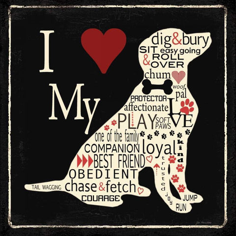 I Love My Dog - Lab White Modern Wood Framed Art Print with Double Matting by Moulton, Jo