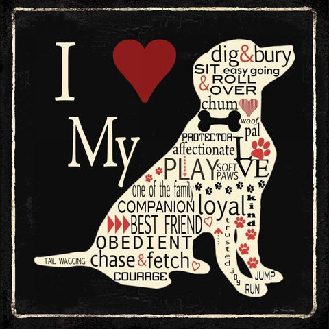 I Love My Dog - Lab Black Modern Wood Framed Art Print with Double Matting by Moulton, Jo