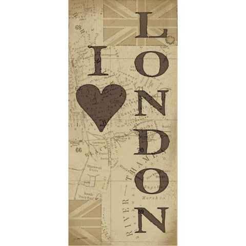 I Love London Gold Ornate Wood Framed Art Print with Double Matting by Moulton, Jo