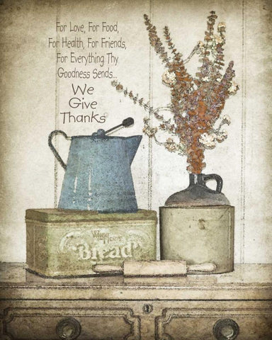 We Give Thanks White Modern Wood Framed Art Print with Double Matting by Moulton, Jo