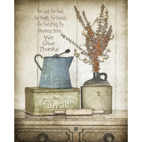 We Give Thanks White Modern Wood Framed Art Print by Moulton, Jo