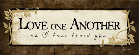 Love One Another Black Ornate Wood Framed Art Print with Double Matting by Pugh, Jennifer