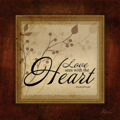 Love See With the Heart White Modern Wood Framed Art Print with Double Matting by Pugh, Jennifer