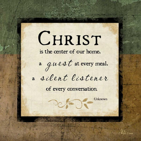 Christ is the Center of Our Home Gold Ornate Wood Framed Art Print with Double Matting by Pugh, Jennifer