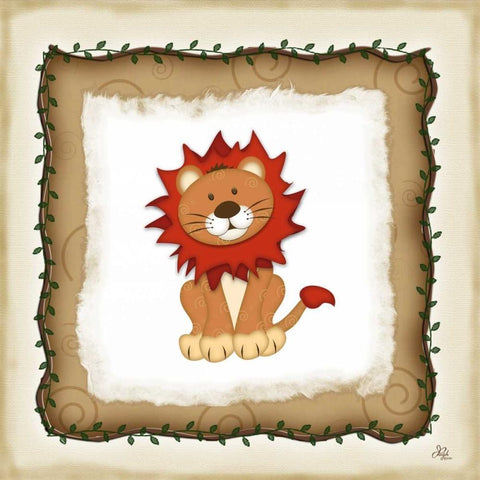 Safari Lion Black Ornate Wood Framed Art Print with Double Matting by Pugh, Jennifer