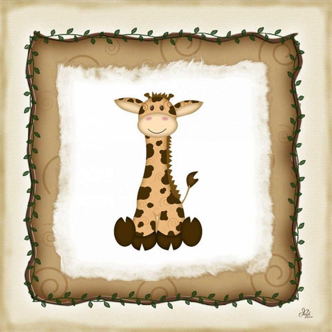 Safari Giraffe White Modern Wood Framed Art Print by Pugh, Jennifer