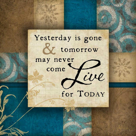 Live for Today Gold Ornate Wood Framed Art Print with Double Matting by Pugh, Jennifer