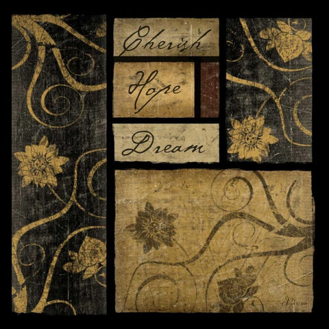 Cherish Hope Dream Black Modern Wood Framed Art Print by Pugh, Jennifer