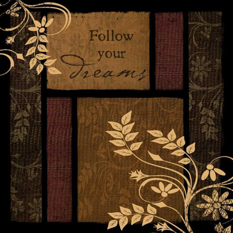 Follow Your Dreams Black Ornate Wood Framed Art Print with Double Matting by Pugh, Jennifer