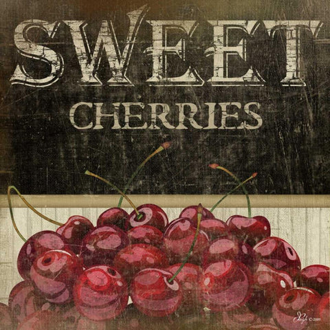 Sweet Cherries Black Ornate Wood Framed Art Print with Double Matting by Pugh, Jennifer