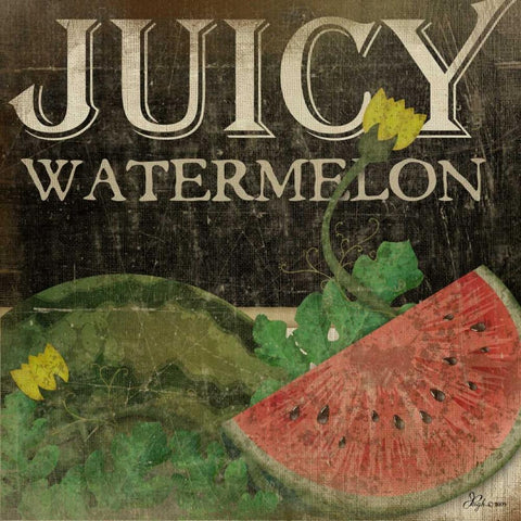 Juicy Watermelon Black Modern Wood Framed Art Print with Double Matting by Pugh, Jennifer