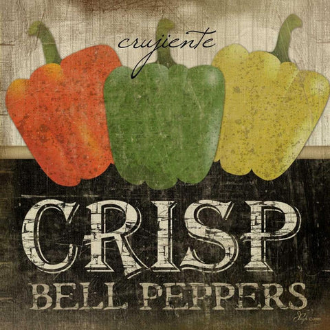 Crisp Bell Peppers White Modern Wood Framed Art Print by Pugh, Jennifer