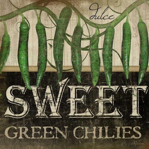 Sweet Green Chilies Black Ornate Wood Framed Art Print with Double Matting by Pugh, Jennifer