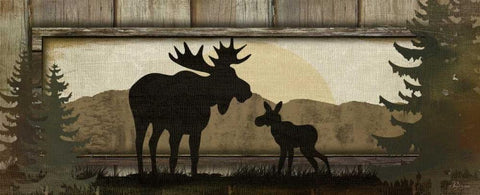 Moose White Modern Wood Framed Art Print with Double Matting by Pugh, Jennifer