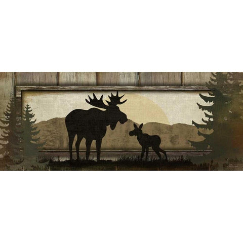 Moose Black Modern Wood Framed Art Print with Double Matting by Pugh, Jennifer