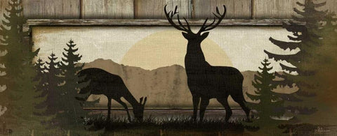 Deer Black Ornate Wood Framed Art Print with Double Matting by Pugh, Jennifer