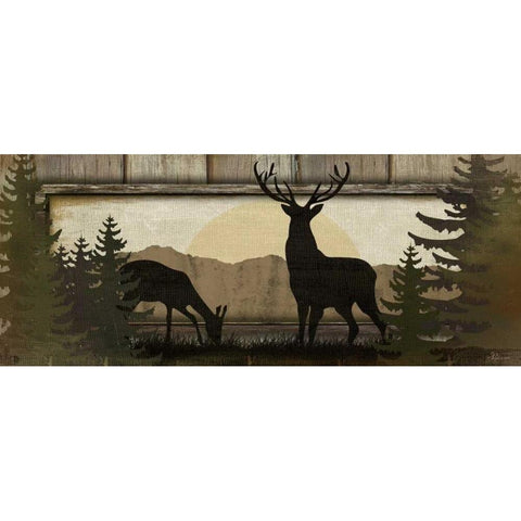 Deer Black Modern Wood Framed Art Print with Double Matting by Pugh, Jennifer