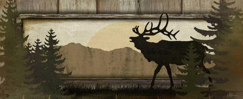 Elk White Modern Wood Framed Art Print with Double Matting by Pugh, Jennifer