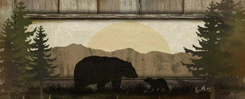 Bear with Cub Black Ornate Wood Framed Art Print with Double Matting by Pugh, Jennifer