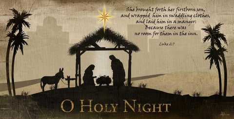 Oh Holy Night White Modern Wood Framed Art Print with Double Matting by Pugh, Jennifer