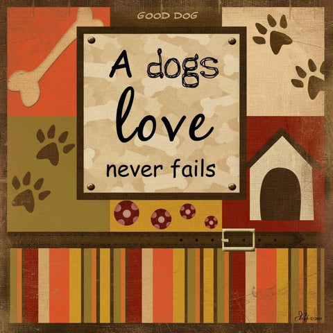 A Dogs Love Never Fails White Modern Wood Framed Art Print with Double Matting by Pugh, Jennifer