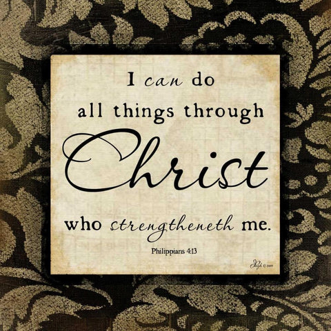 Through Christ Black Ornate Wood Framed Art Print with Double Matting by Pugh, Jennifer