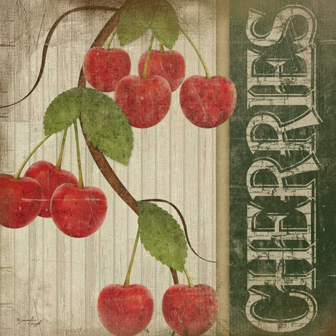 Cherries Gold Ornate Wood Framed Art Print with Double Matting by Pugh, Jennifer