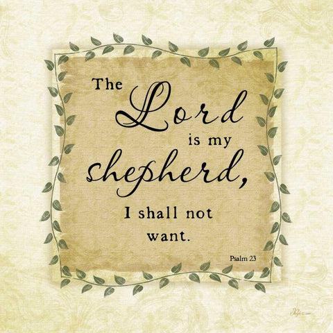 The Lord is My Shepherd Black Ornate Wood Framed Art Print with Double Matting by Pugh, Jennifer