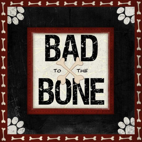 Bad to the Bone Black Modern Wood Framed Art Print by Pugh, Jennifer