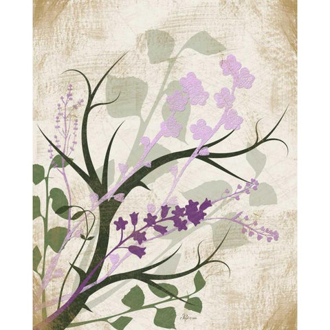 Lavender and Sage Black Modern Wood Framed Art Print with Double Matting by Pugh, Jennifer