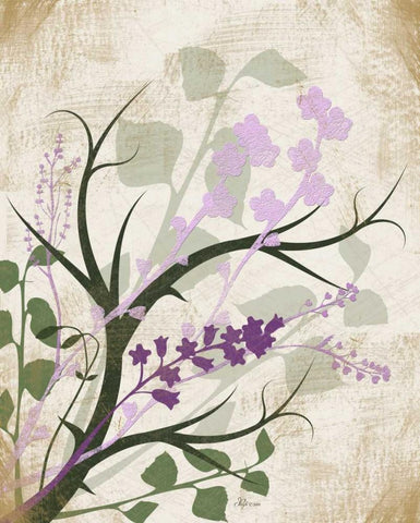 Lavender and Sage White Modern Wood Framed Art Print with Double Matting by Pugh, Jennifer