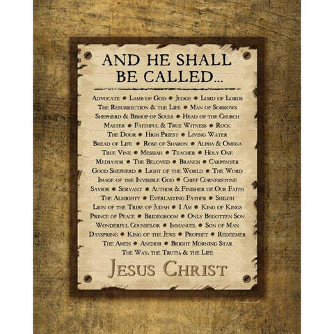 Names of Christ Gold Ornate Wood Framed Art Print with Double Matting by Pugh, Jennifer