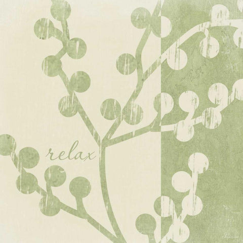 Green - Cream Relax Gold Ornate Wood Framed Art Print with Double Matting by Pugh, Jennifer