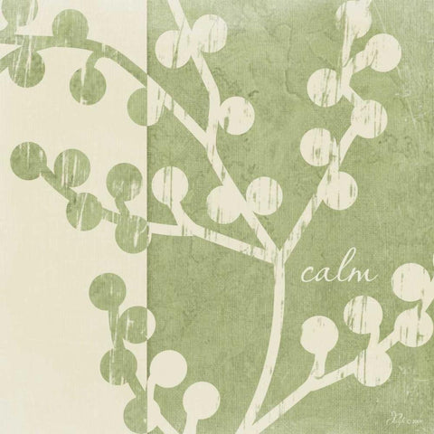 Green - Cream Calm White Modern Wood Framed Art Print by Pugh, Jennifer