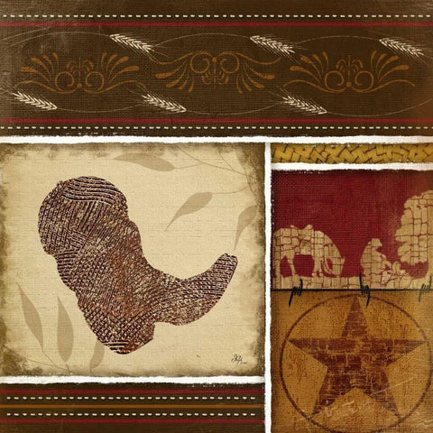 Western Boot - Red Black Modern Wood Framed Art Print by Pugh, Jennifer