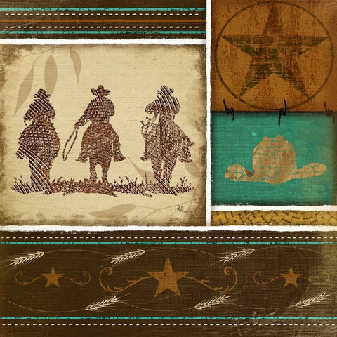 Western Cowboys Gold Ornate Wood Framed Art Print with Double Matting by Pugh, Jennifer