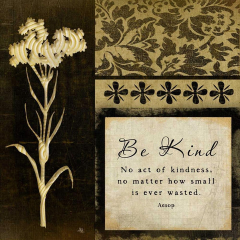 Be Kind Black Ornate Wood Framed Art Print with Double Matting by Pugh, Jennifer