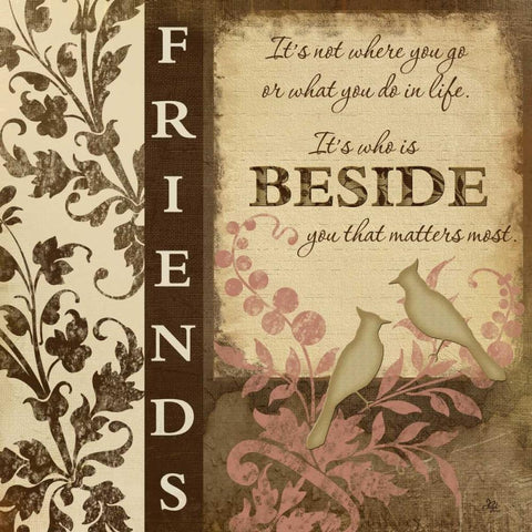 Friends Black Modern Wood Framed Art Print with Double Matting by Pugh, Jennifer