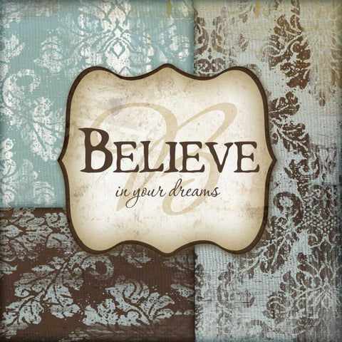 Believe Black Ornate Wood Framed Art Print with Double Matting by Pugh, Jennifer