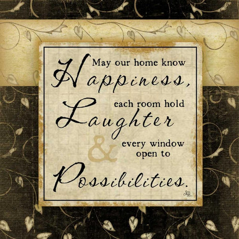 Happiness Black Ornate Wood Framed Art Print with Double Matting by Pugh, Jennifer