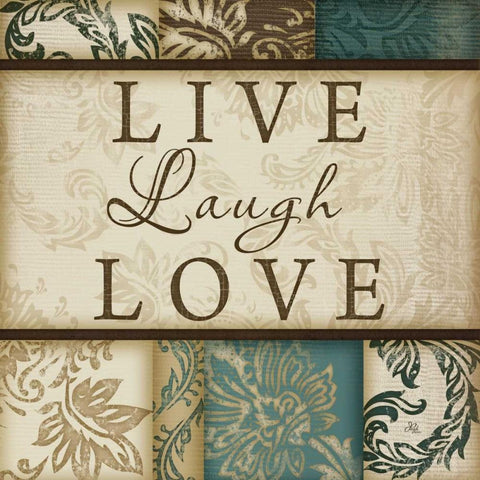 Live Laugh Love Gold Ornate Wood Framed Art Print with Double Matting by Pugh, Jennifer