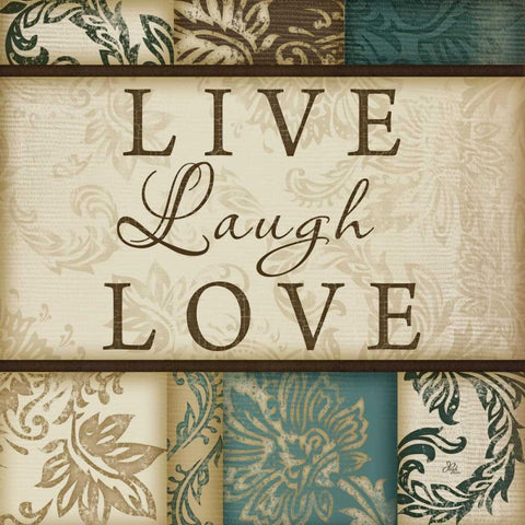Live Laugh Love Black Ornate Wood Framed Art Print with Double Matting by Pugh, Jennifer