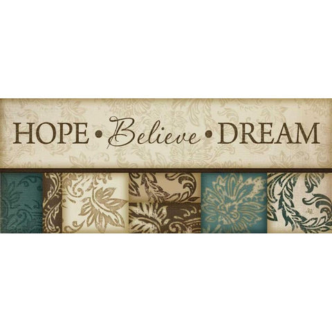 Hope Believe Dream Gold Ornate Wood Framed Art Print with Double Matting by Pugh, Jennifer