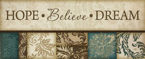 Hope Believe Dream Black Ornate Wood Framed Art Print with Double Matting by Pugh, Jennifer