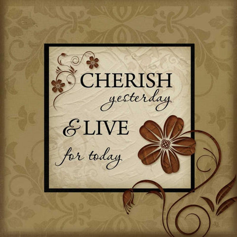 Cherish Yesterday Black Ornate Wood Framed Art Print with Double Matting by Pugh, Jennifer