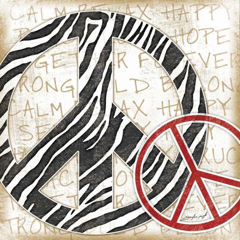 Peace Zebra Black Modern Wood Framed Art Print by Pugh, Jennifer