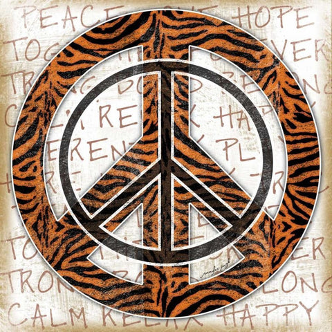 Peace Tiger Black Modern Wood Framed Art Print with Double Matting by Pugh, Jennifer